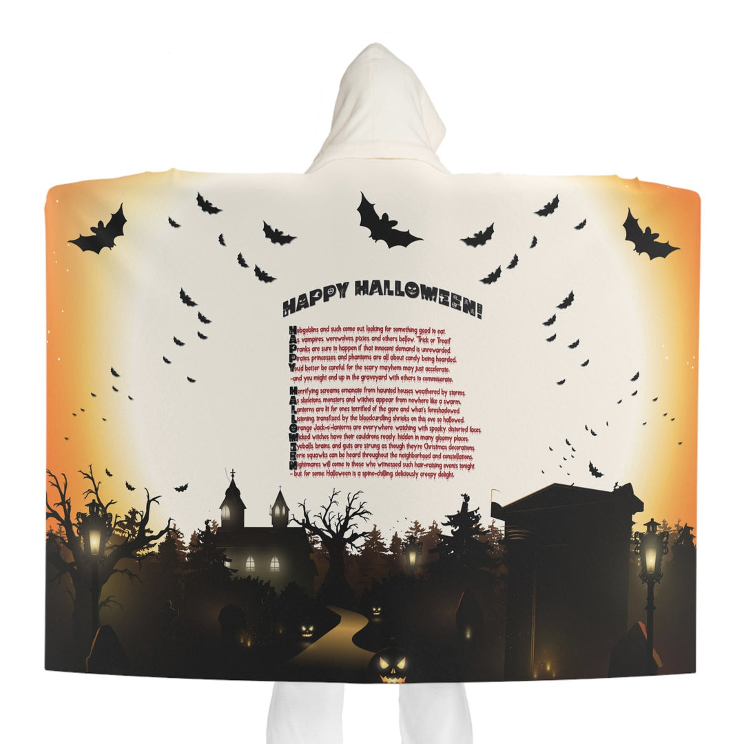 Happy Halloween Acrostic Poem Hooded Sherpa Fleece Blanket  - Haunted House
