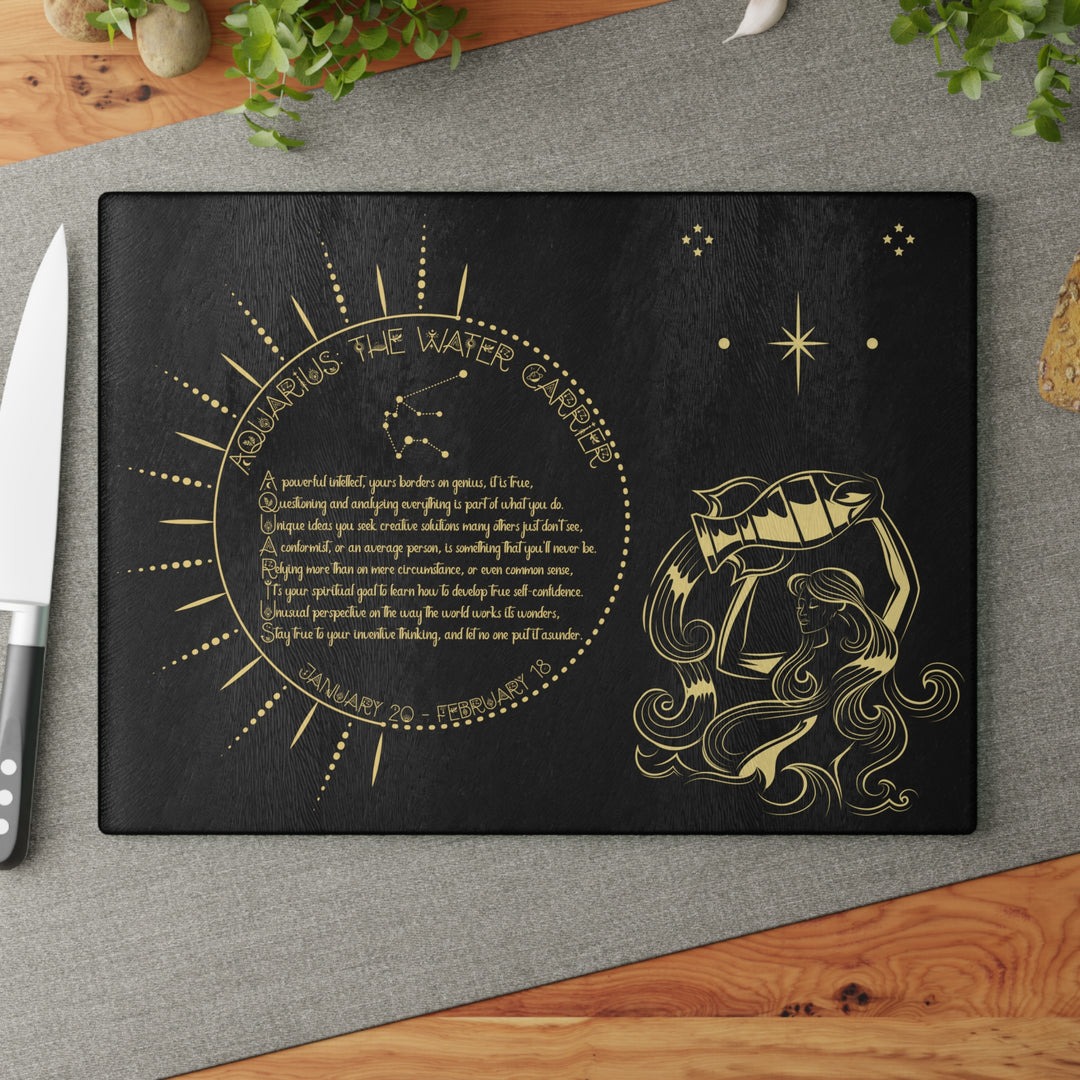 Aquarius Acrostic Poem Glass Cutting Board