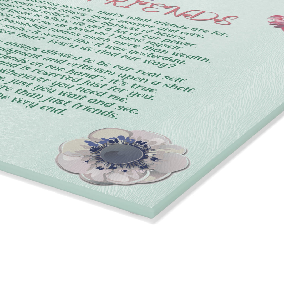 Forever Friends Acrostic Poem Glass Cutting Board - Flowers - Personalized