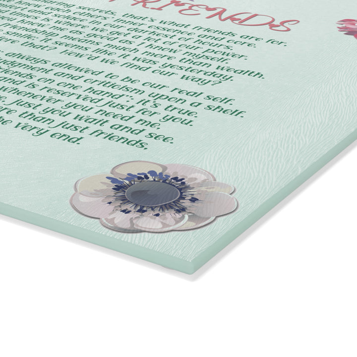 Forever Friends Acrostic Poem Glass Cutting Board - Flowers - Personalized