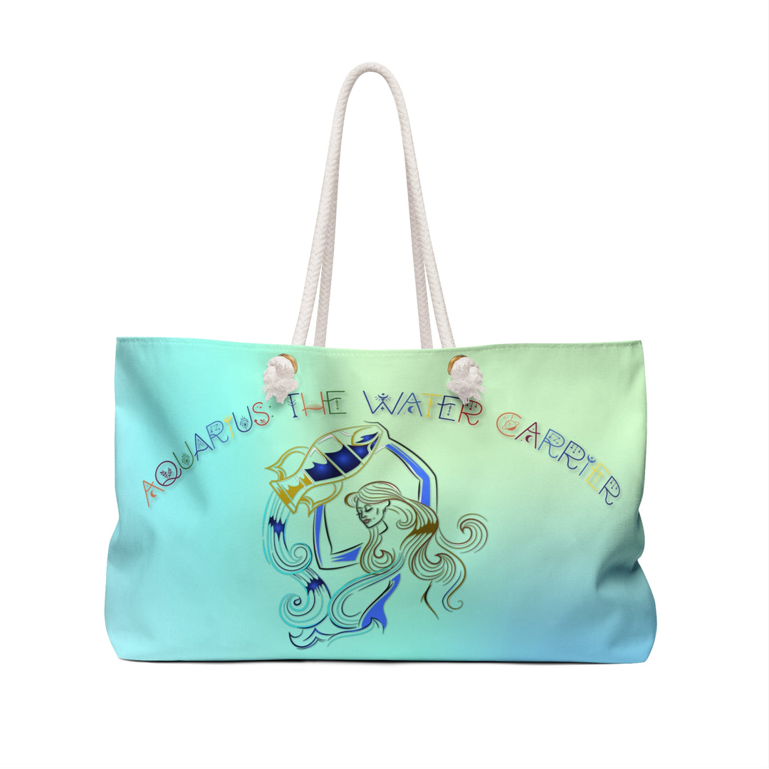 Weekender Bag with Acrostic Poem Spelling out "Aquarius"