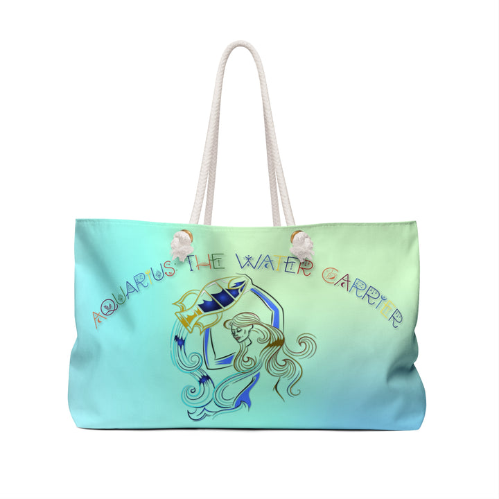 Weekender Bag with Acrostic Poem Spelling out "Aquarius"