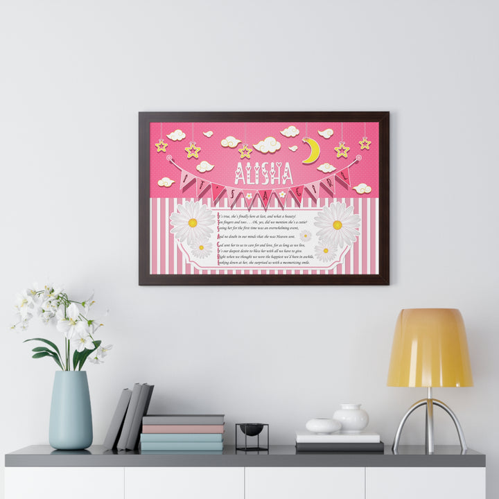Baby Steps Framed Print Collection - Pink Stripes - "It's a Girl" Personalized