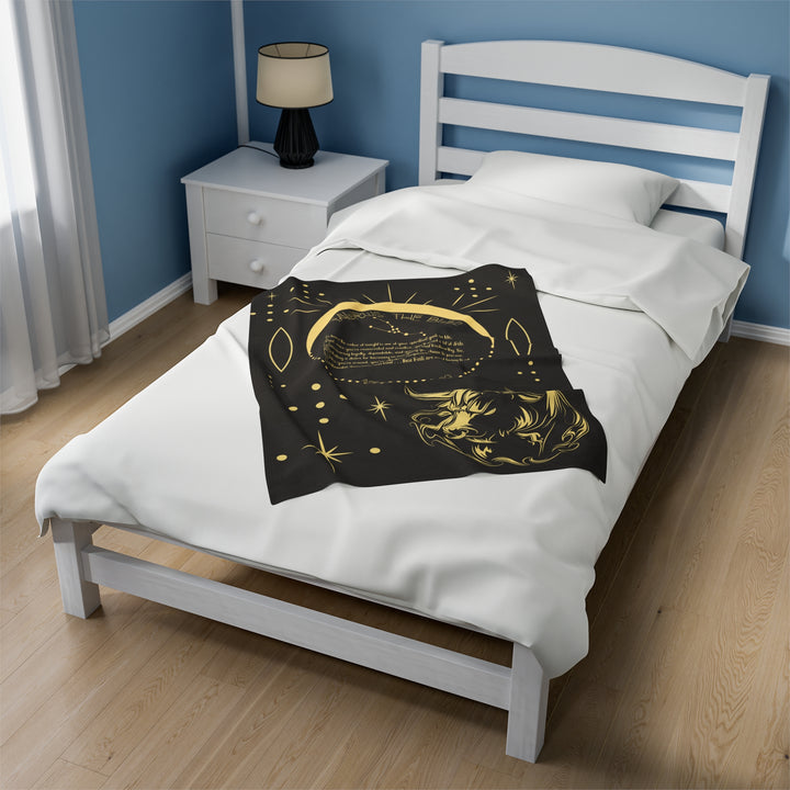 Written in the Stars Velveteen plush blanket with acrostic poem spelling out "Taurus"