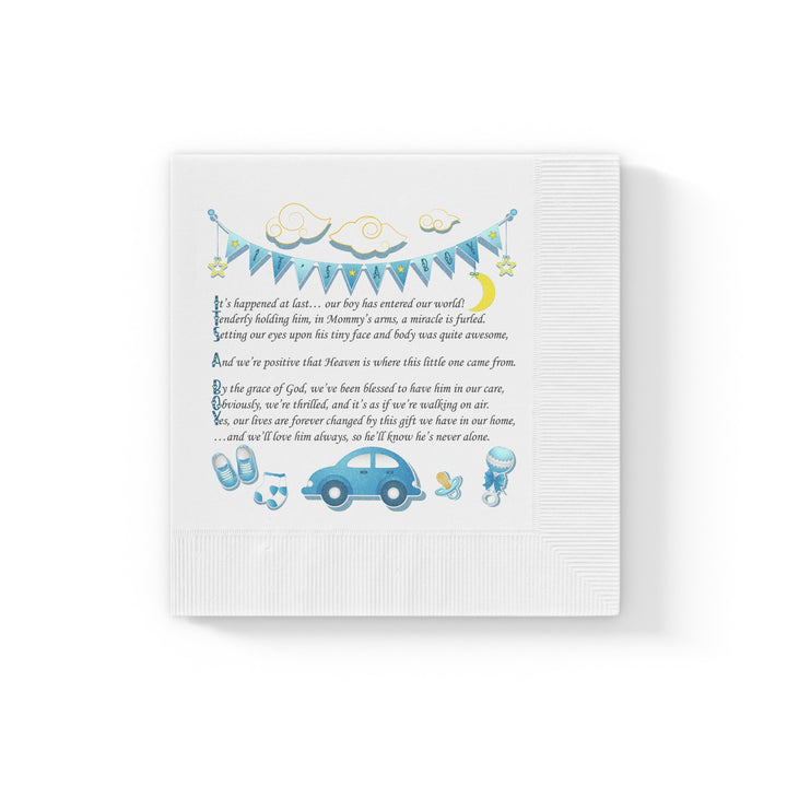 It's a Boy White Coined Napkins  - No Personalization