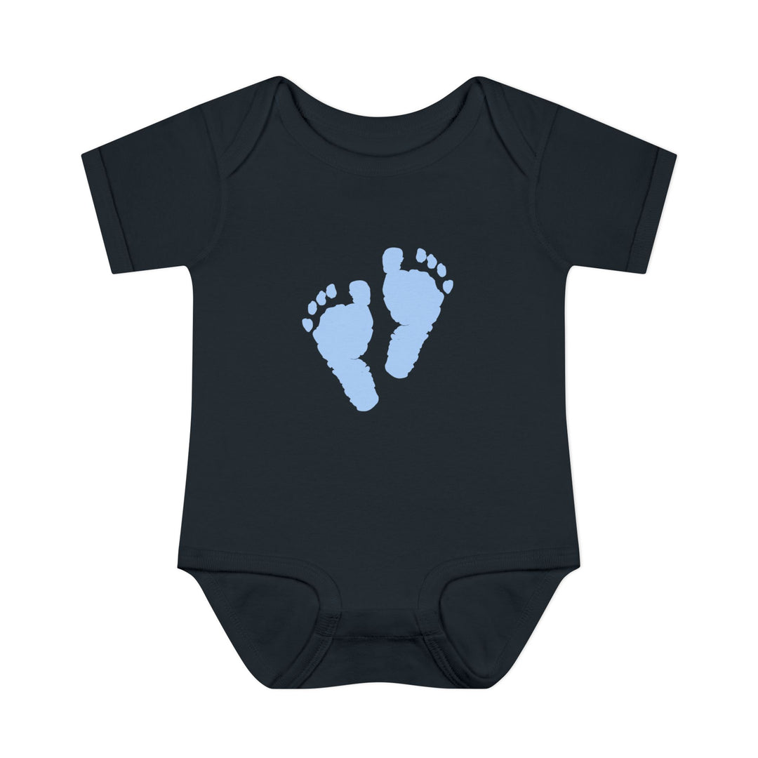 Baby Feet Acrostic Poem Baby Bodysuit - Blue Footprints
