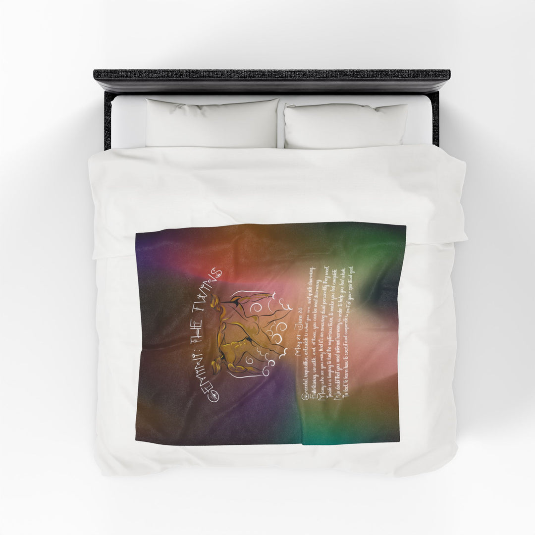 Gemini Acrostic Poem Velveteen Plush Blanket - Colored