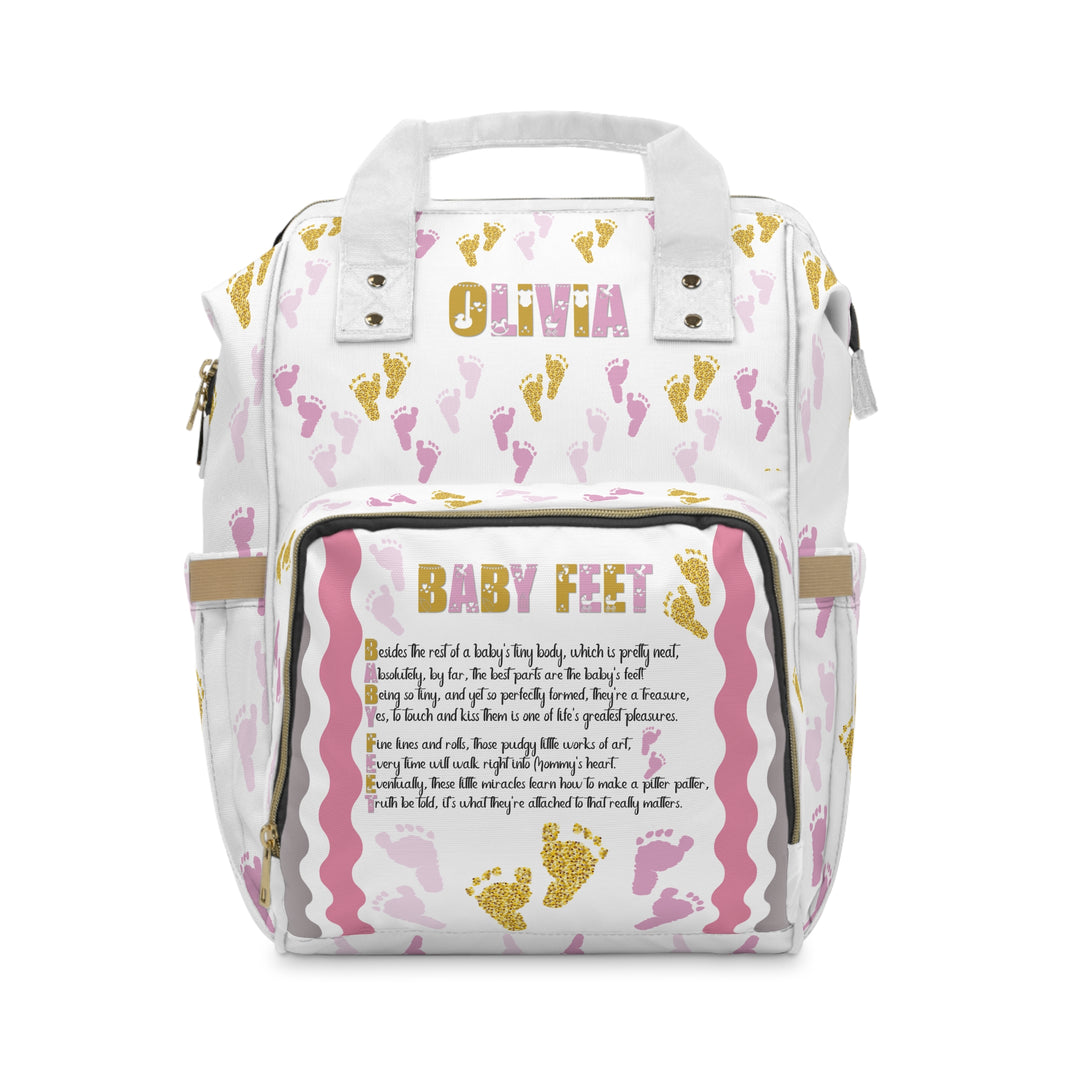 Baby Feet Acrostic Poem Multifunctional Diaper Backpack - Footprints - Personalized