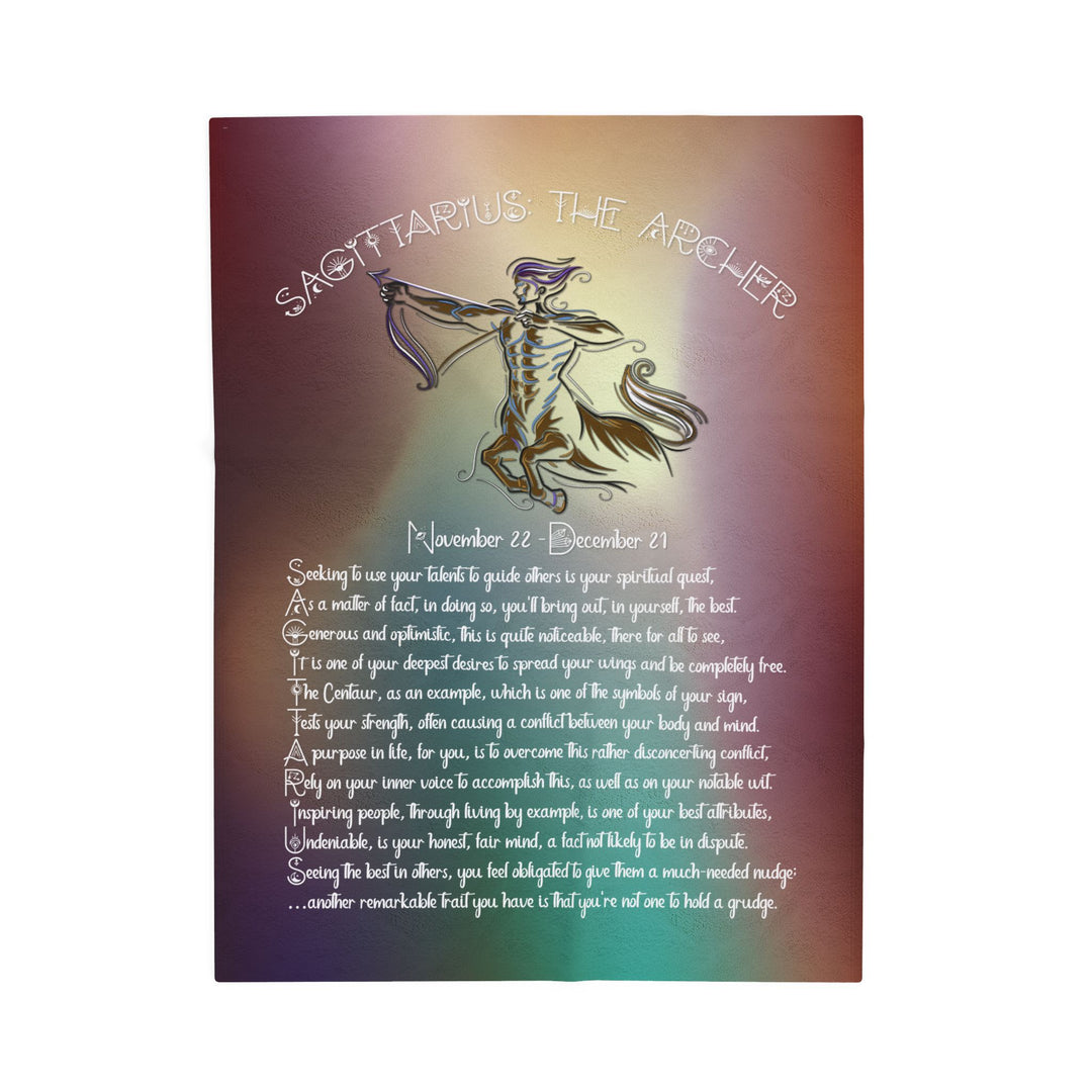 Sagittarius Acrostic Poem Velveteen Plush Blanket - Colored