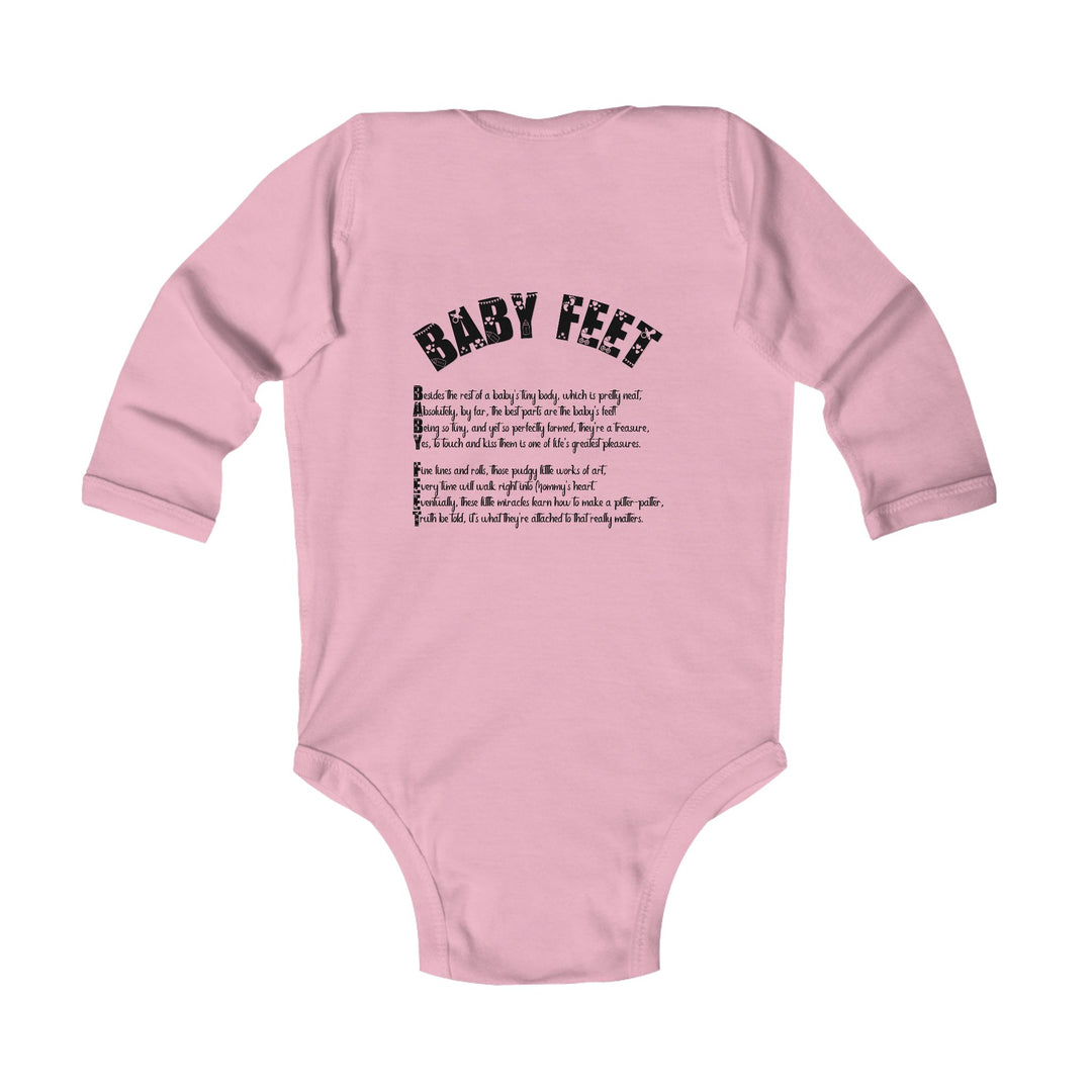 Baby Feet Acrostic Poem Infant Long Sleeve Bodysuit -Pink-Gold Footprints