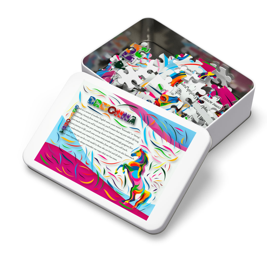Namesakes Acrostic Poem Jigsaw Puzzle - Horse - Personalized - Tin Box