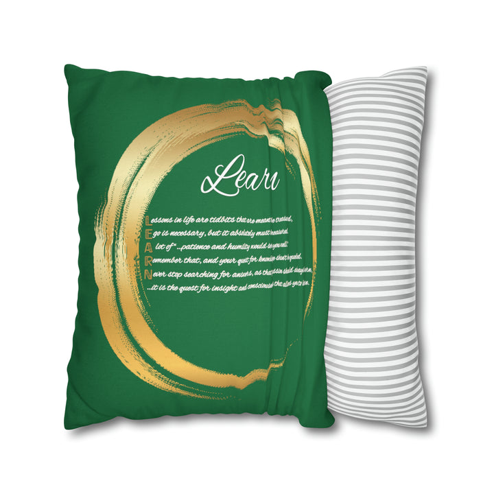 Pillow Case Cover with Acrostic Poem from "Learn, Lead, Believe" Collection Holiday, Spelling Out Learng out "Learn". Christmas Decor or Gift.