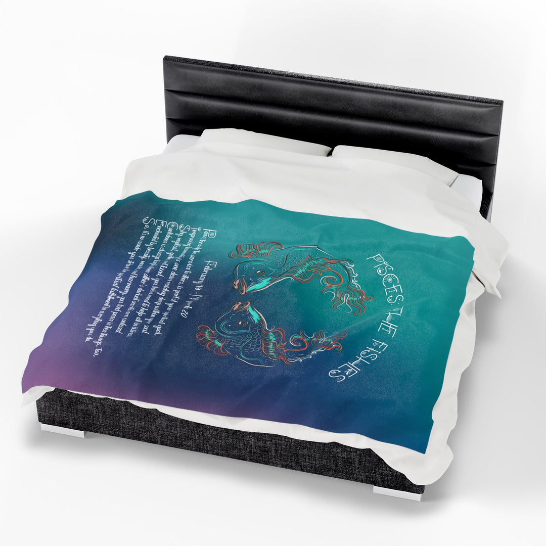 Pisces Acrostic Poem Velveteen Plush Blanket - Colored