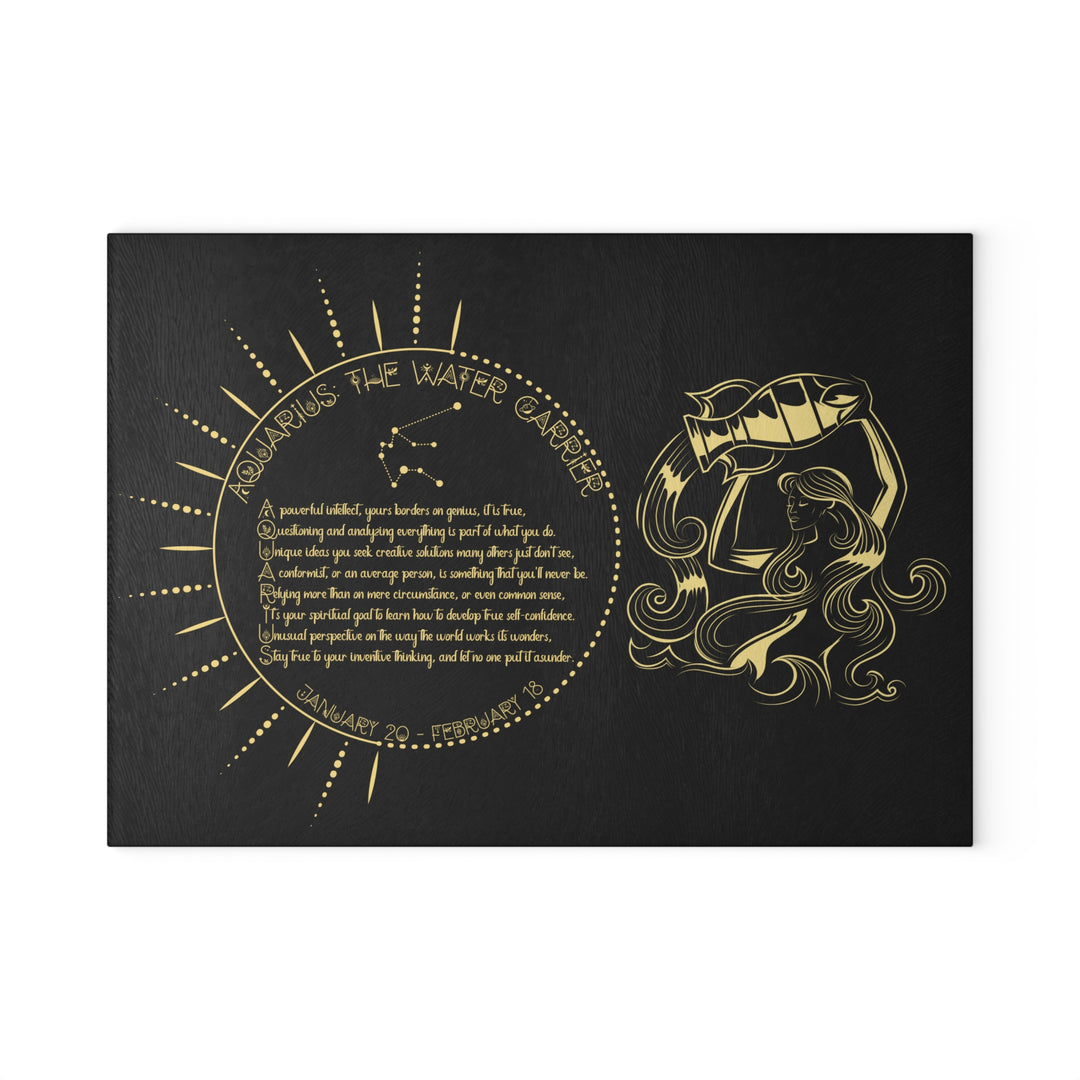 Aquarius Acrostic Poem Glass Cutting Board