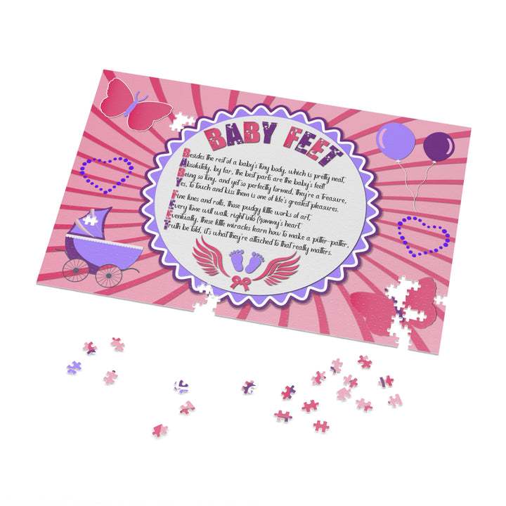 Baby Feet Acrostic Poem Puzzle - Baby feet - Pink-Wings - Tin Box