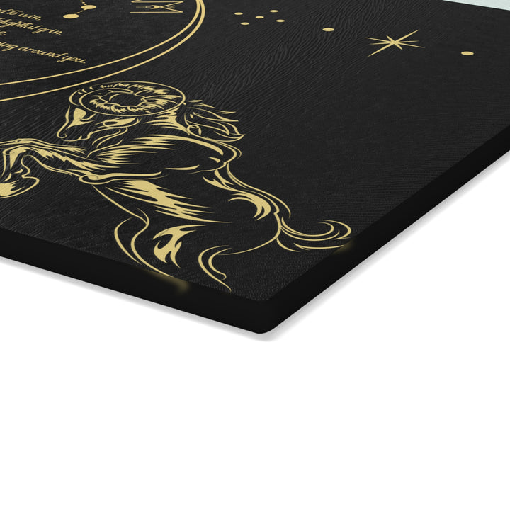 Aries Acrostic Poem Glass Cutting Board
