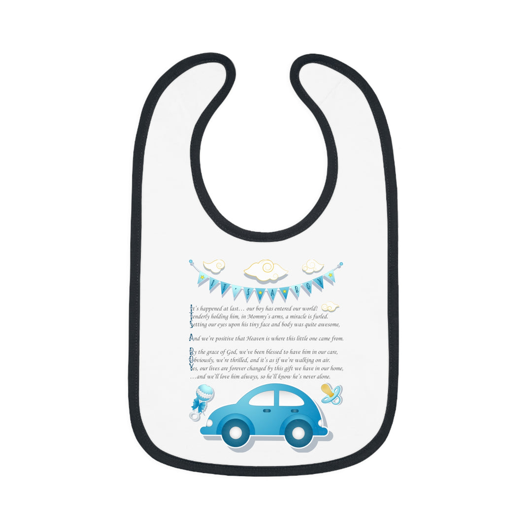 Baby Steps Acrostic Poem - Contrast Trim Jersey Bib - "It's a Boy"