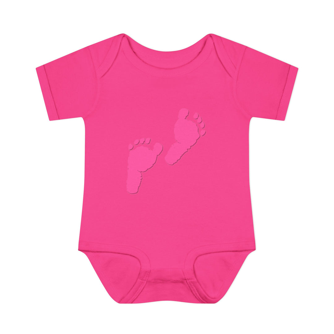 Baby Steps "Baby Feet" Acrostic Poem Bodysuit - Pink Footprints