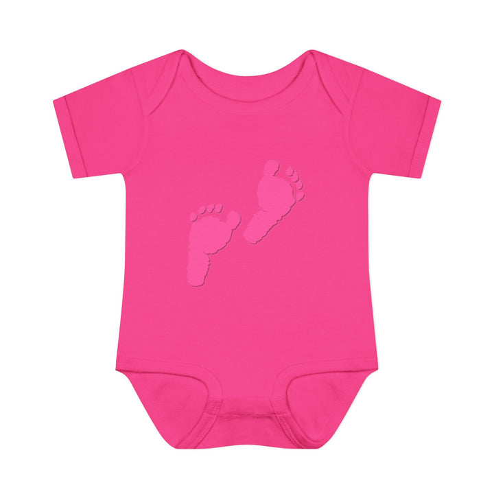 Baby Steps "Baby Feet" Acrostic Poem Bodysuit - Pink Footprints