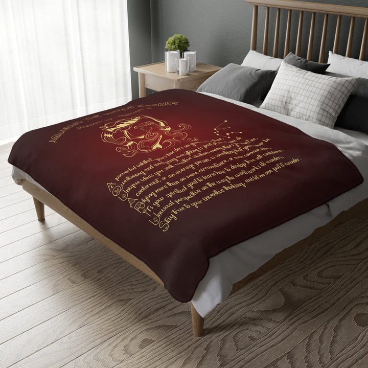 Aquarius Acrostic Poem Velveteen Microfiber Blanket (Two-sided print)