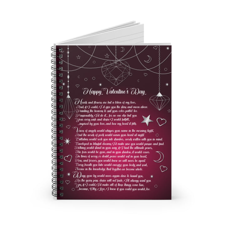 Happy Valentine's Day Acrostic Poem Spiral Notebook - Silver Hearts