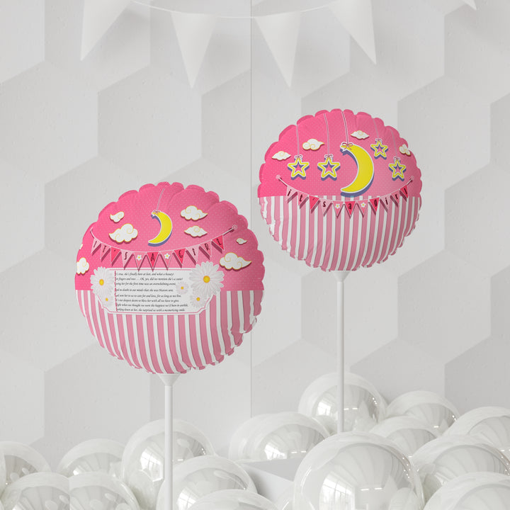 It's a Girl 11" Acrostic Poem Balloon - Pink-White Stripes - No Personalization