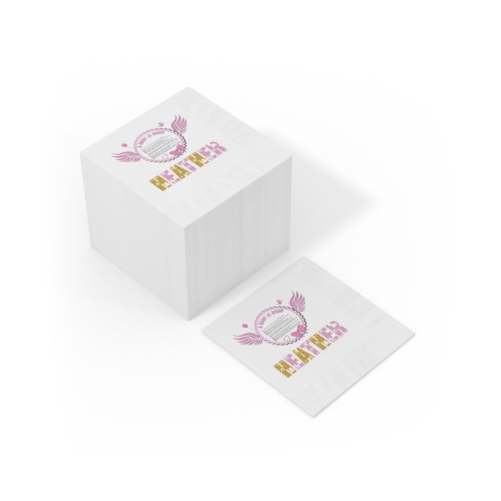 A Baby is Born Baby Shower Coined Napkins - Pink Wings - Personalized