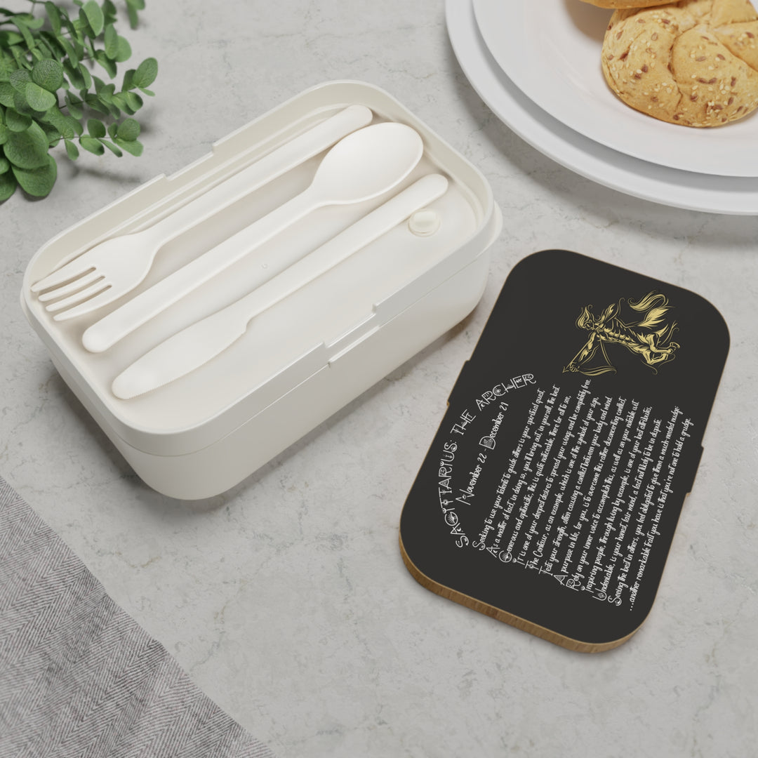 Sagittarius Acrostic Poem Bento Lunch Box - Wooden Lid