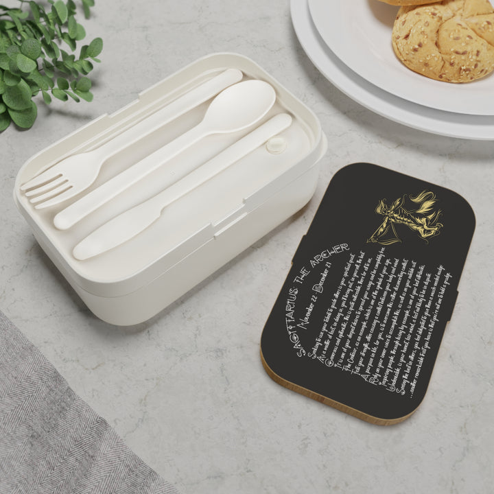 Sagittarius Acrostic Poem Bento Lunch Box - Wooden Lid