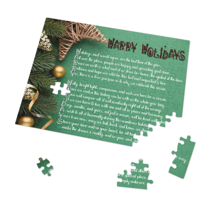 Happy Holidays Acrostic Poem Puzzle - Green Boho - Tin Box