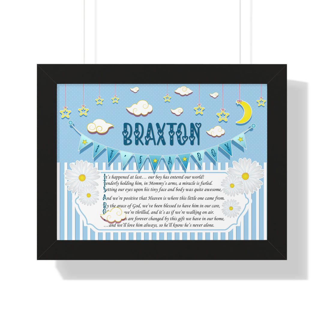 Baby Steps "It's a Boy" Framed Print Collection - Blue Stripes - Personalized