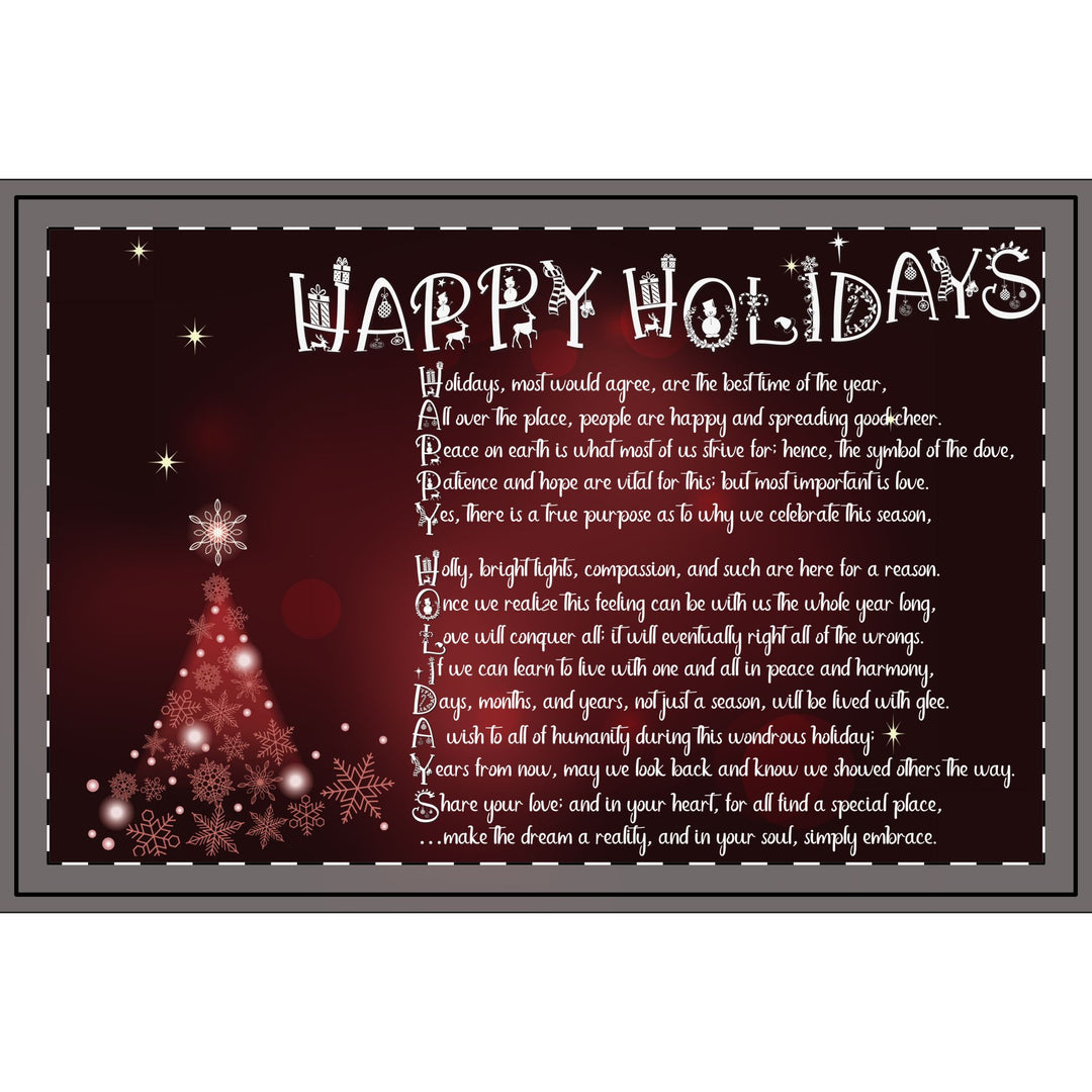 Happy Holidays Acrostic Poem Large Hardboard Serving Tray