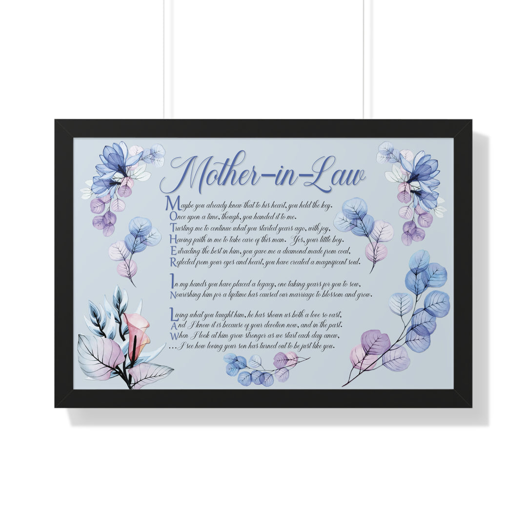 It's Just a Phrase "Mother-in-Law" Framed Horizontal Acrostic Poem Print- Floral