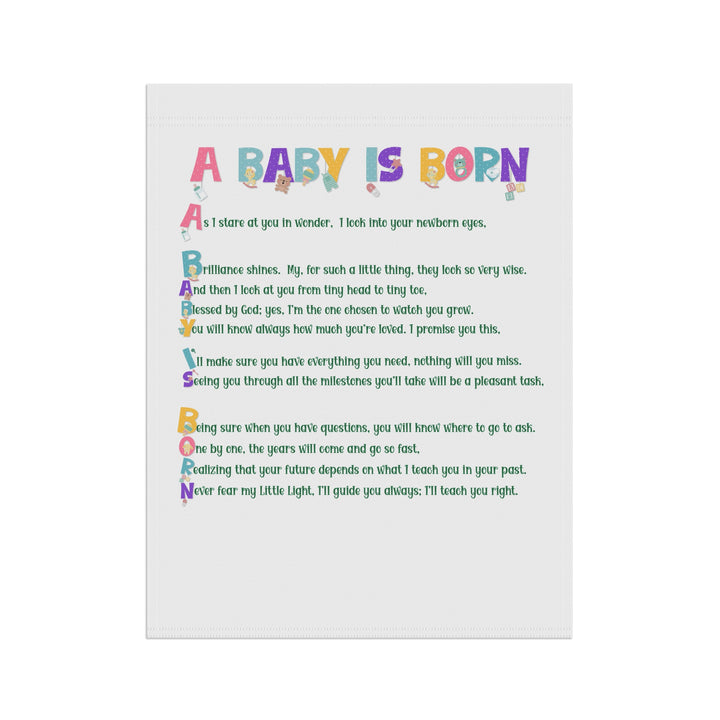 A Baby is Born Acrostic Poem outdoor/Garden Banner