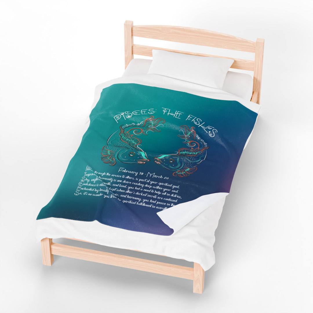 Pisces Acrostic Poem Velveteen Plush Blanket - Colored