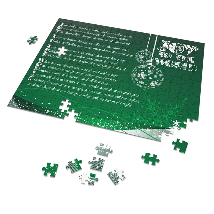 Joy to the World Acrostic Poem Puzzle - Ornaments-Green- Tin Box