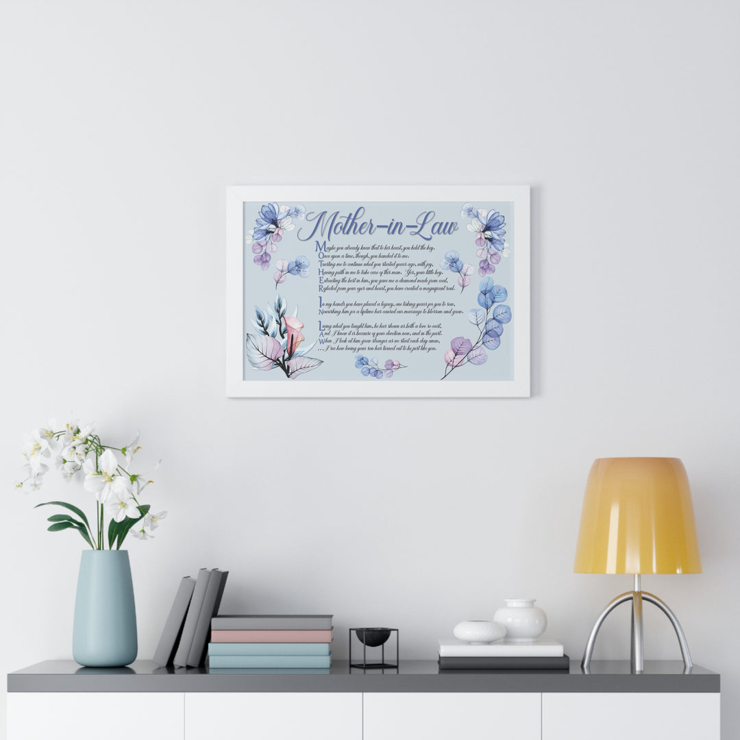 "My Mother, My Friend" Framed Acrostic Poem Print - Translucent Flower