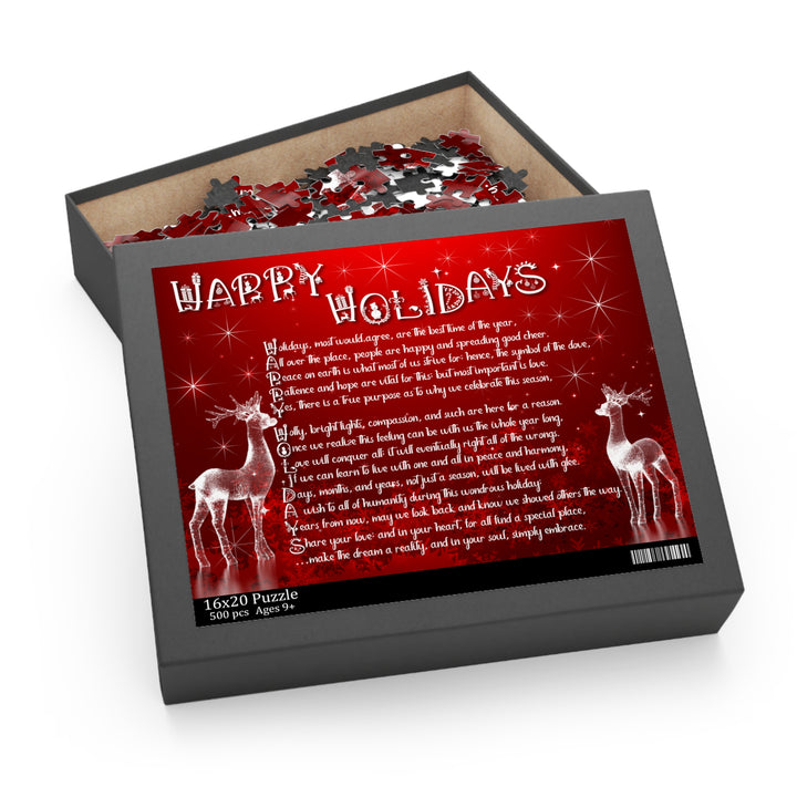 It's Just a Phrase "Happy Holidays" Acrostic Jigsaw Puzzle - Ice Reindeers