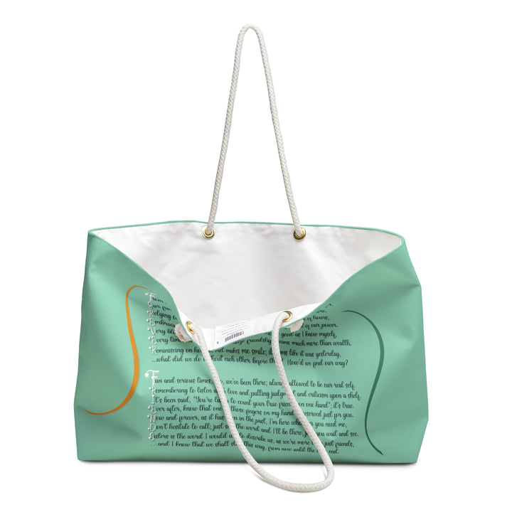 It's Just a Phrase  Weekender Tote Bag with Acrostic Poem Spelling Out "Forever Friends"