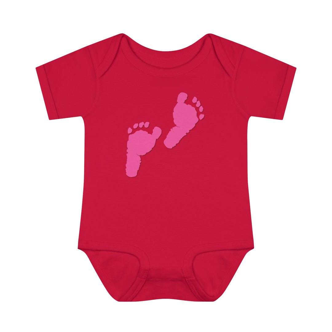 Baby Steps "Baby Feet" Acrostic Poem Bodysuit - Pink Footprints