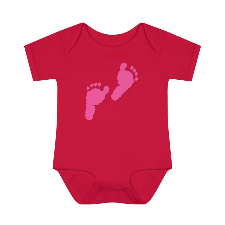 Baby Steps "Baby Feet" Acrostic Poem Bodysuit - Pink Footprints