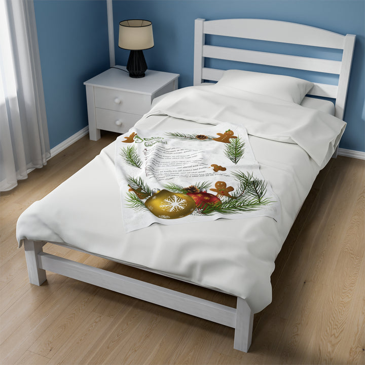It's Just a Phrase Velveteen Plush Blanket - Gingerbread Design with Acrostic Poem "Joy to the World" - Gingerbread