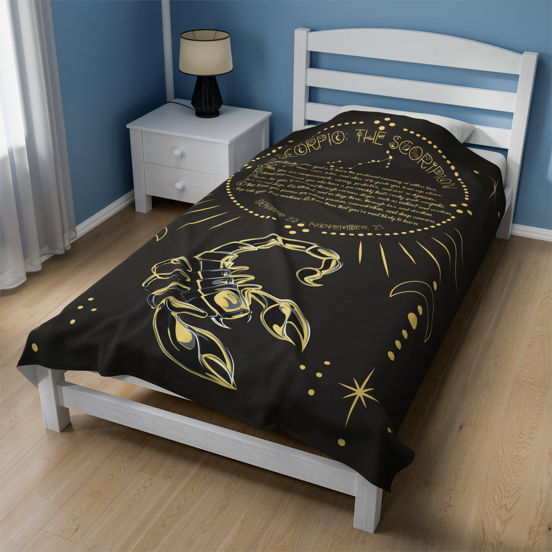 Written in the Stars Velveteen plush blanket with acrostic poem spelling out "Scorpio"