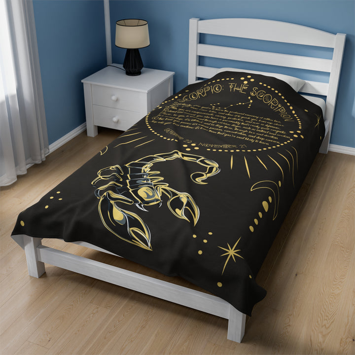 Written in the Stars Velveteen plush blanket with acrostic poem spelling out "Scorpio"