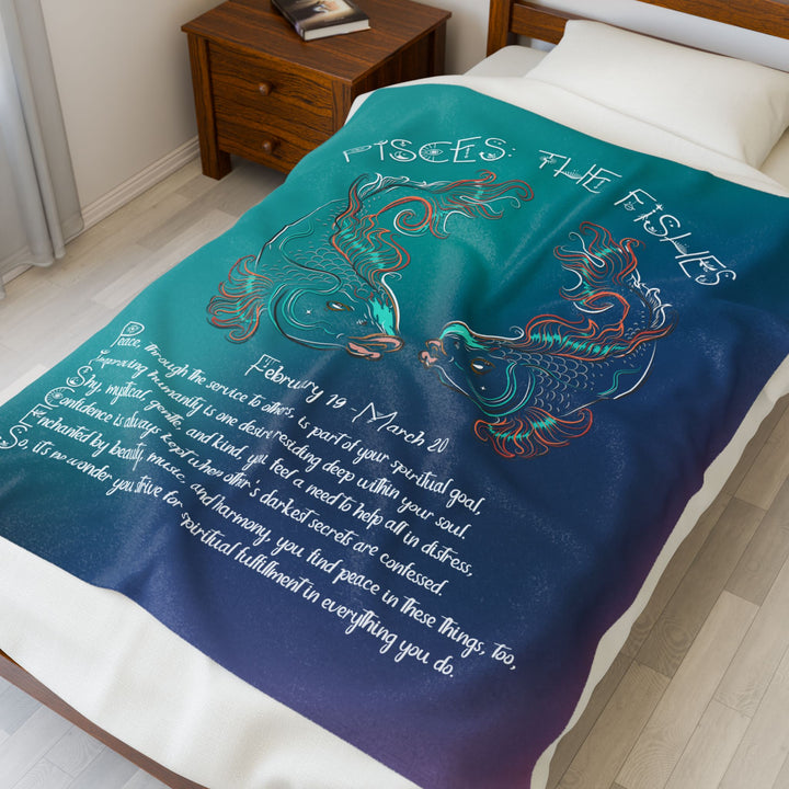 Pisces Acrostic Poem Velveteen Plush Blanket