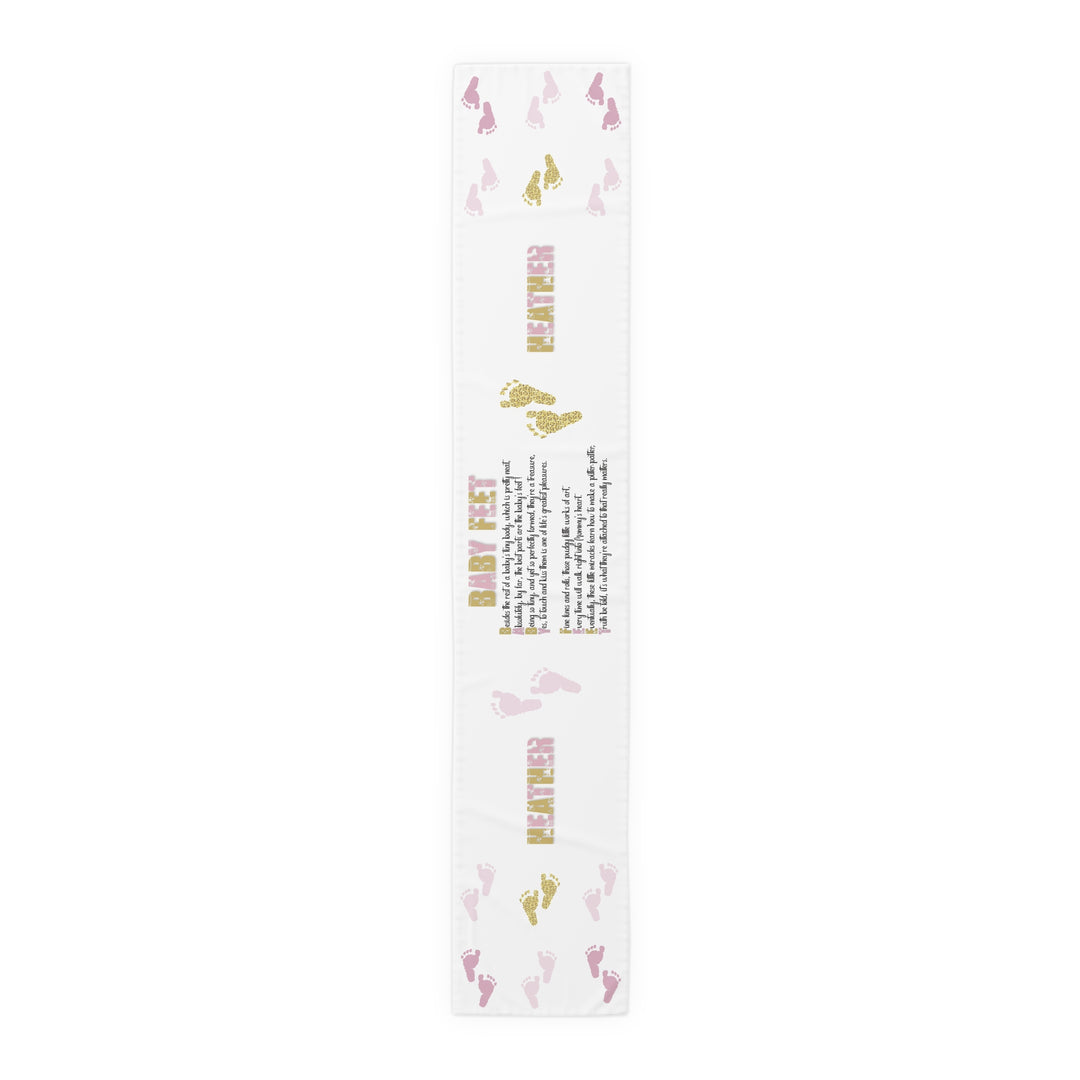 “Baby Feet” Table Runner - Pink-Gold - Personalized