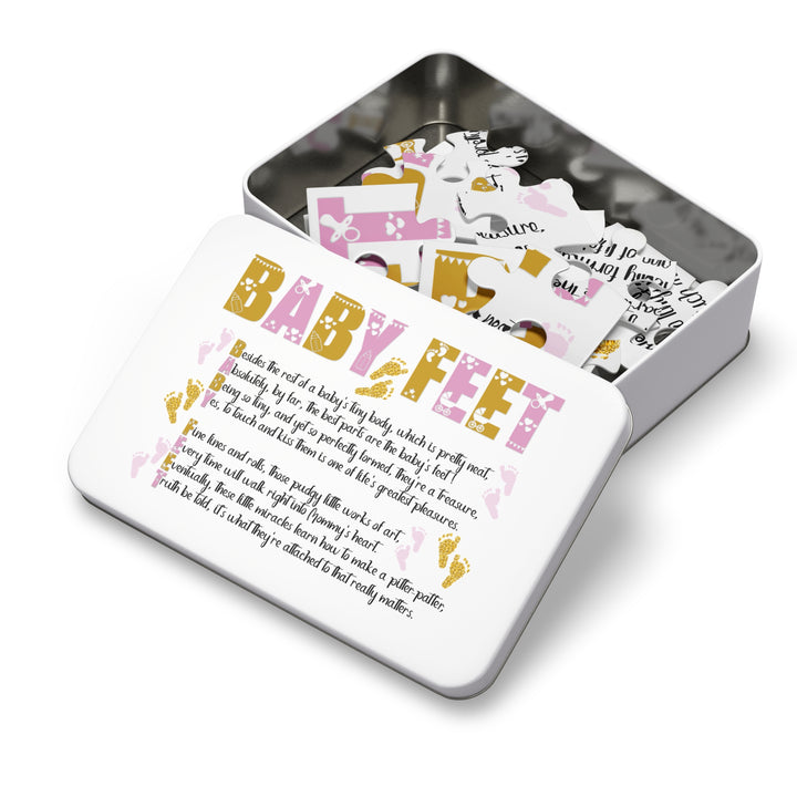 "Baby Feet" Acrostic Poem Jigsaw Puzzle - Pink and Gold - No Personalization