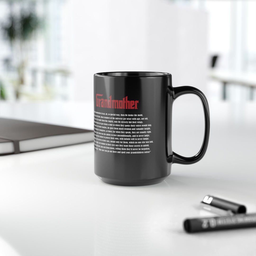 "Grandmother" Acrostic Poem Black Mug - 15oz