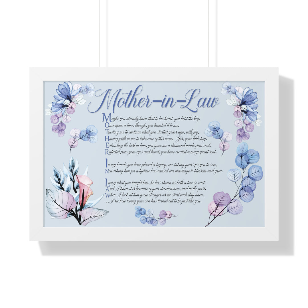 It's Just a Phrase "Mother-in-Law" Framed Horizontal Acrostic Poem Print- Floral