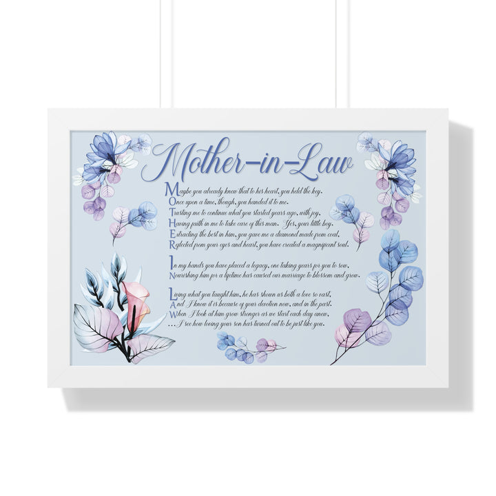 It's Just a Phrase "Mother-in-Law" Framed Horizontal Acrostic Poem Print- Floral